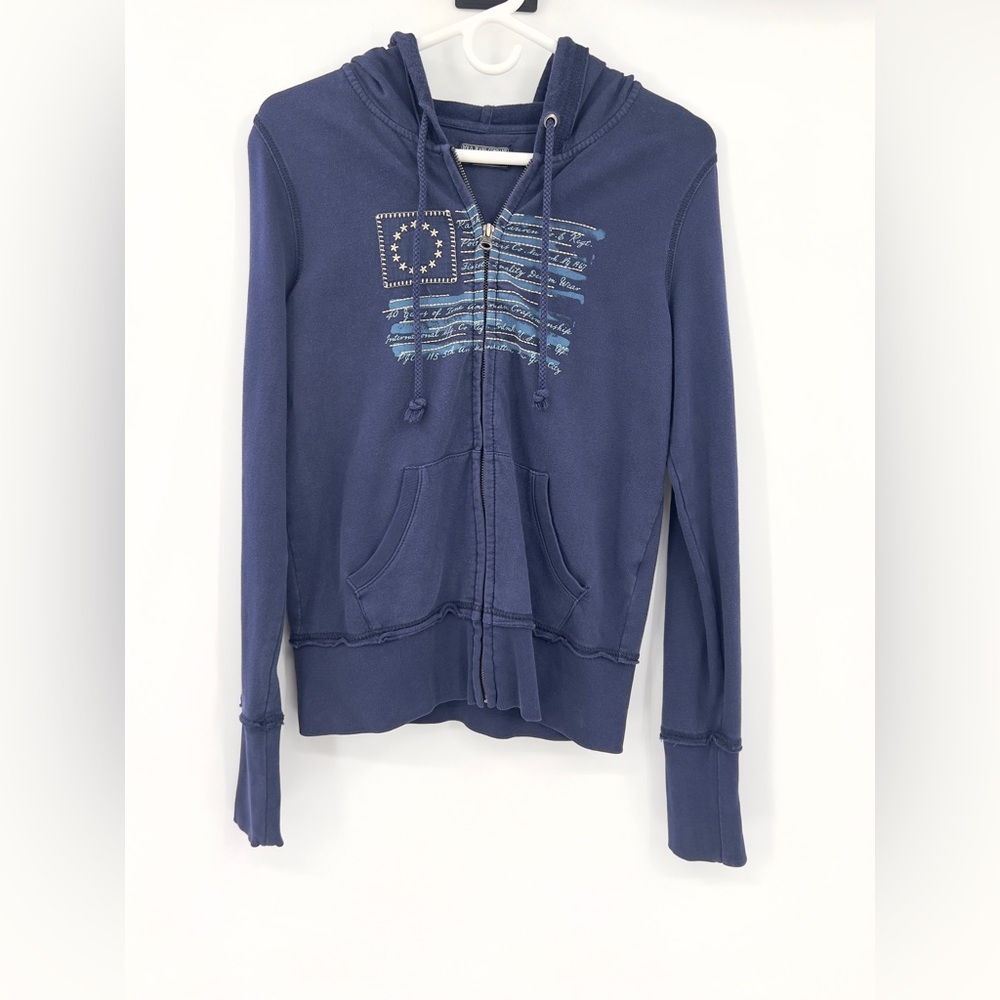 POLO Jeans Ralph Lauren Navy Zip Up Hoodie with American Flag Embroidery